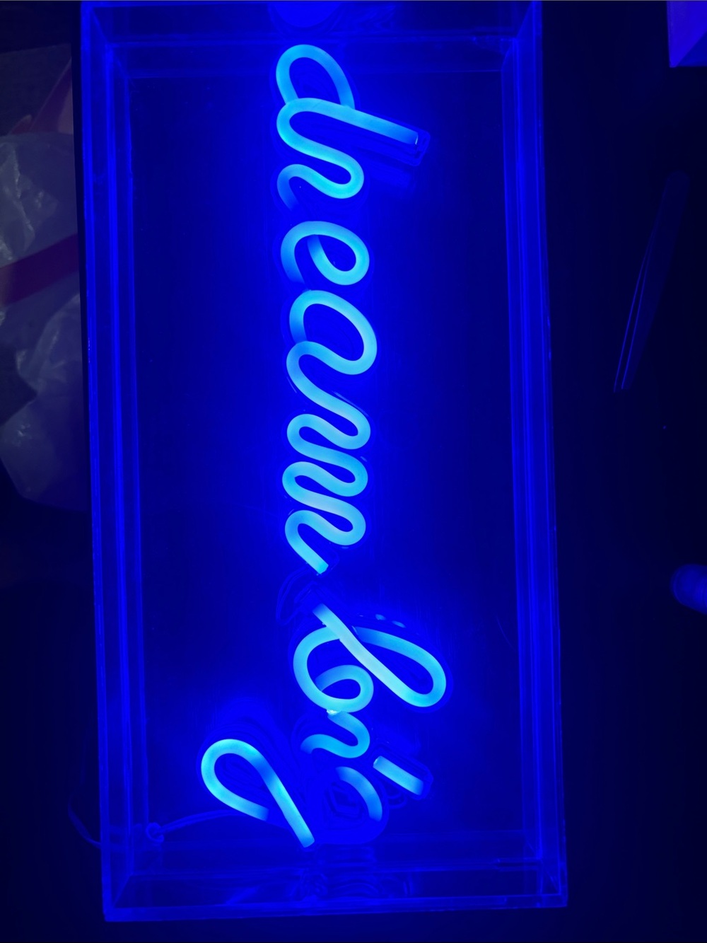 Neon 'Dream Big' Blue Sign